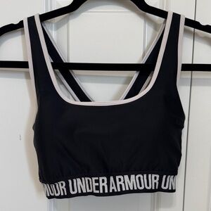 Under Armour Black Sports Bra with White Elastic Trim